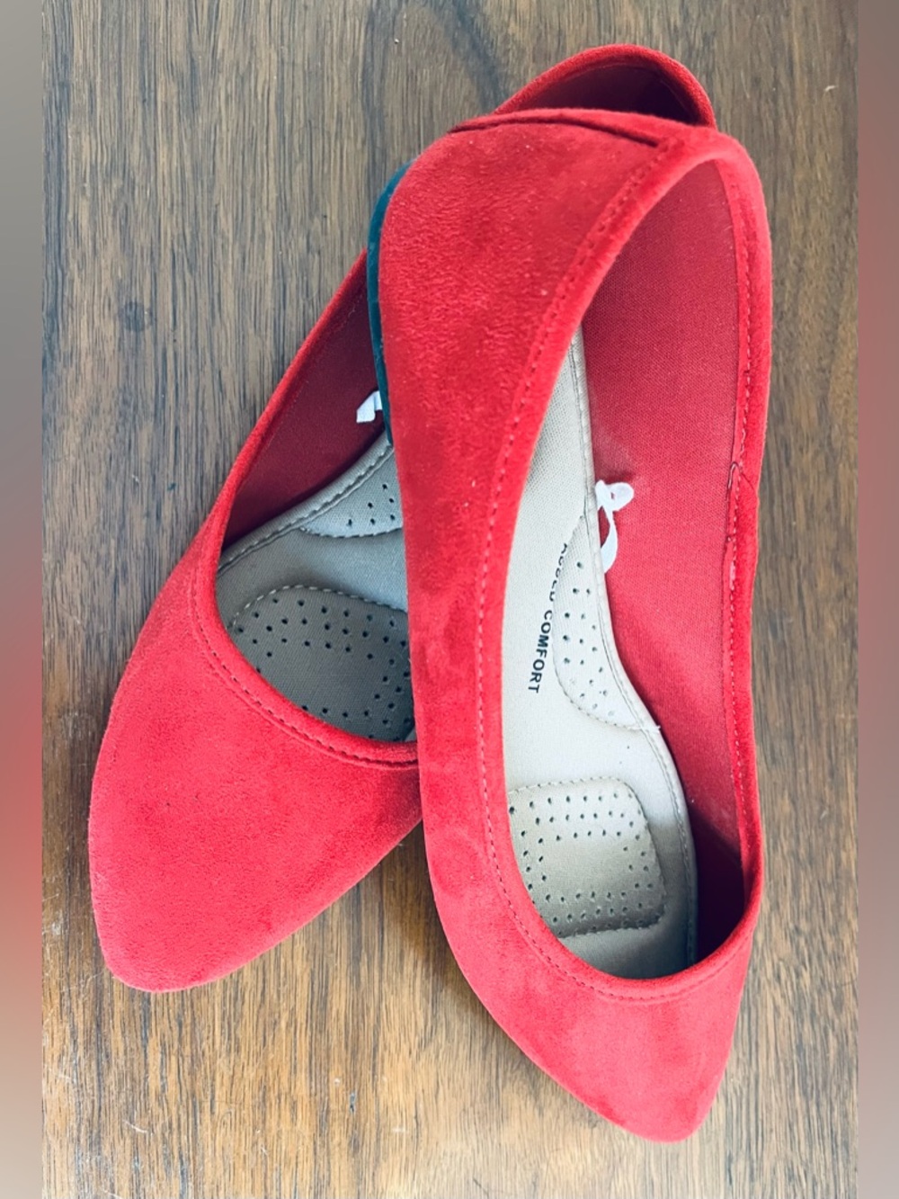 SO Red Suede Women's Slip-On Flats